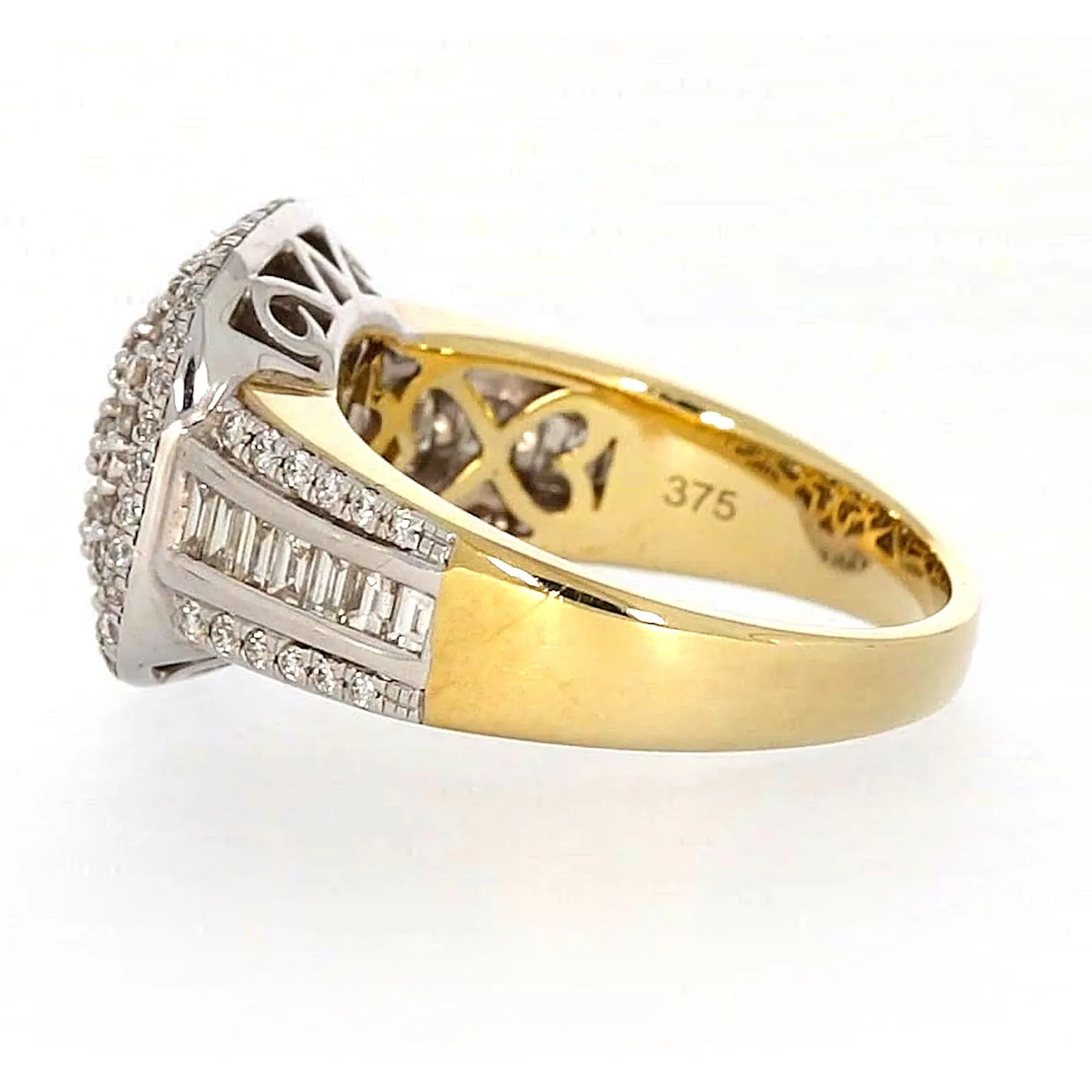 9ct Two Tone Gold Round Brilliant Cut 1.50 Carat tw of Diamonds Ring