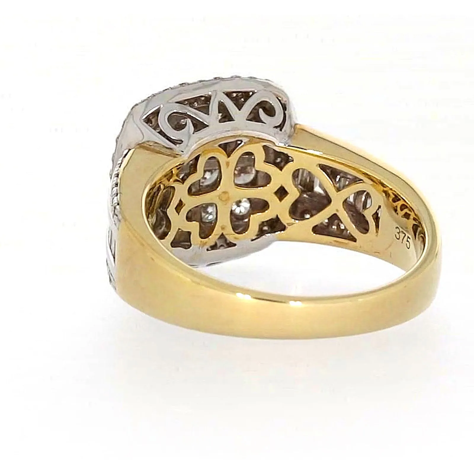 9ct Two Tone Gold Round Brilliant Cut 1.50 Carat tw of Diamonds Ring