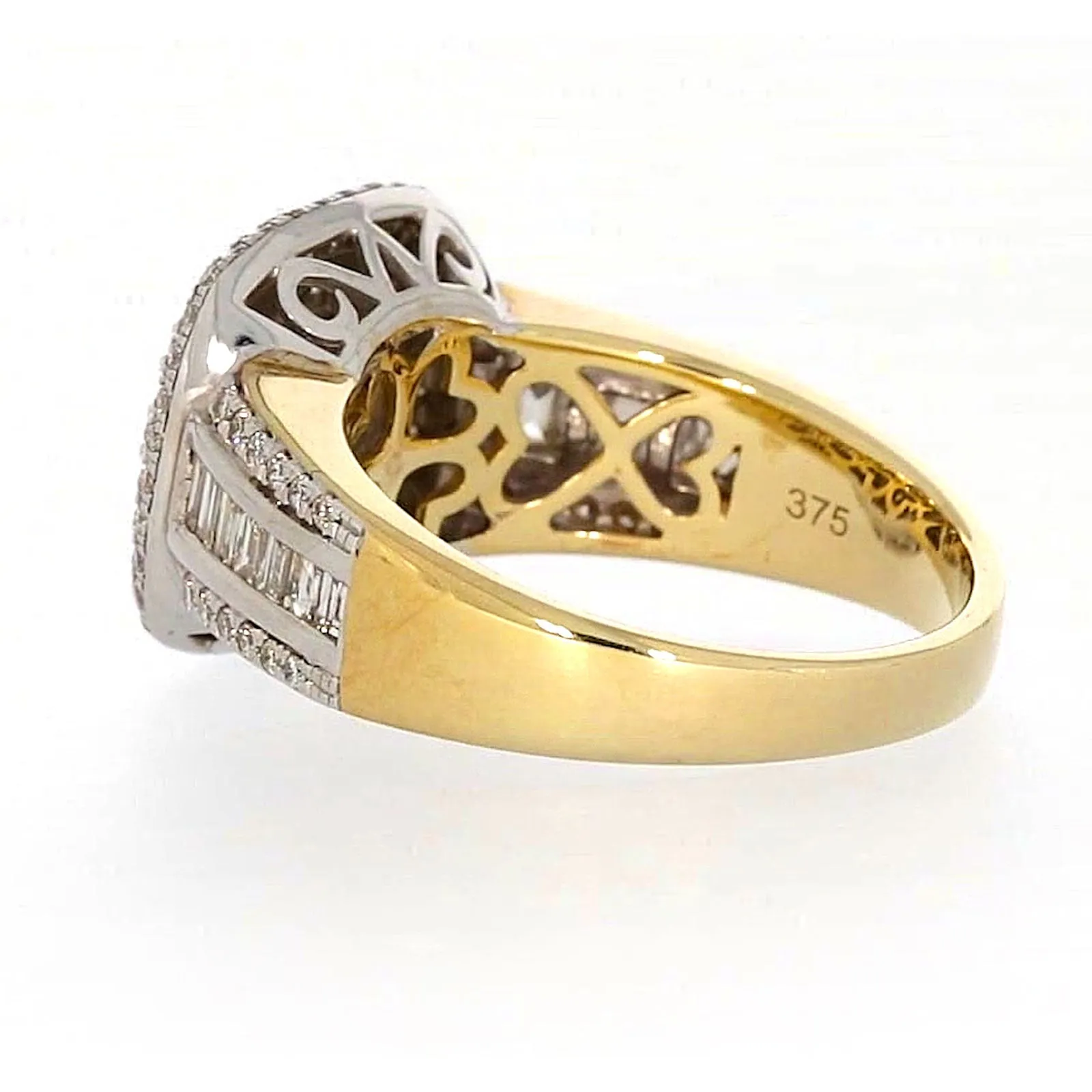 9ct Two Tone Gold Round Brilliant Cut 1.50 Carat tw of Diamonds Ring