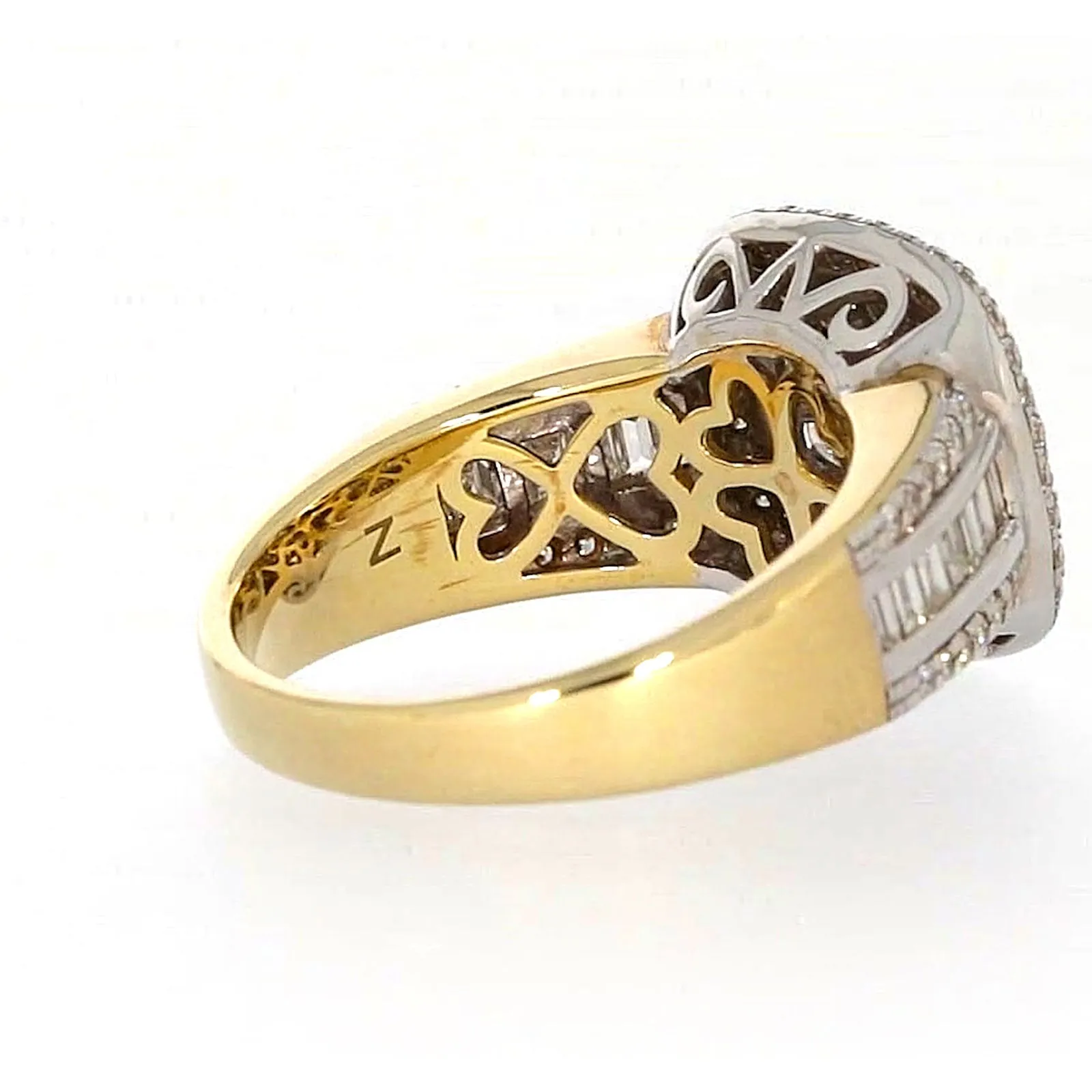 9ct Two Tone Gold Round Brilliant Cut 1.50 Carat tw of Diamonds Ring