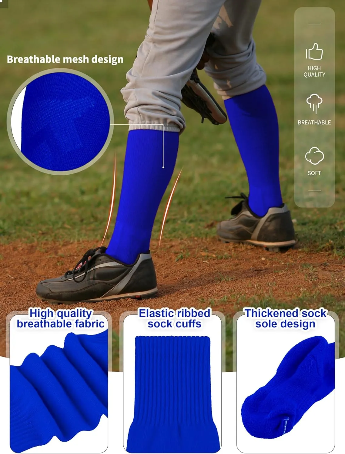 Baseball Socks and Belt Combo Set Cotton Boys Adjustable Baseball Softball Socks and Belt for Boys Girls