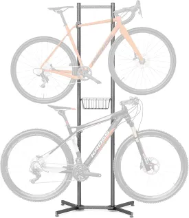 CXWXC 2-/4-Bike Storage Rack with Basket - Indoor Bike Rack for Garage/Apartment - Road Mountain and Hybrid Bike Garage & Home