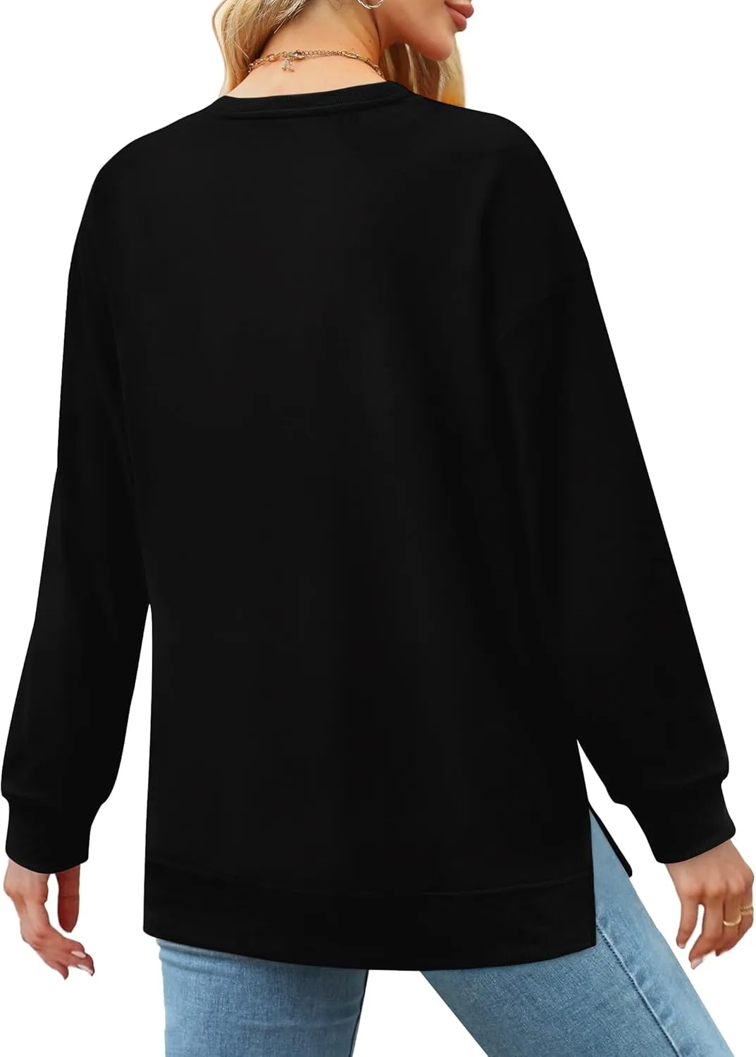 Elesomo Womens Sweatshirts Cotton Crew Neck Sweat Shirts Casual Loose Long Sleeve Top