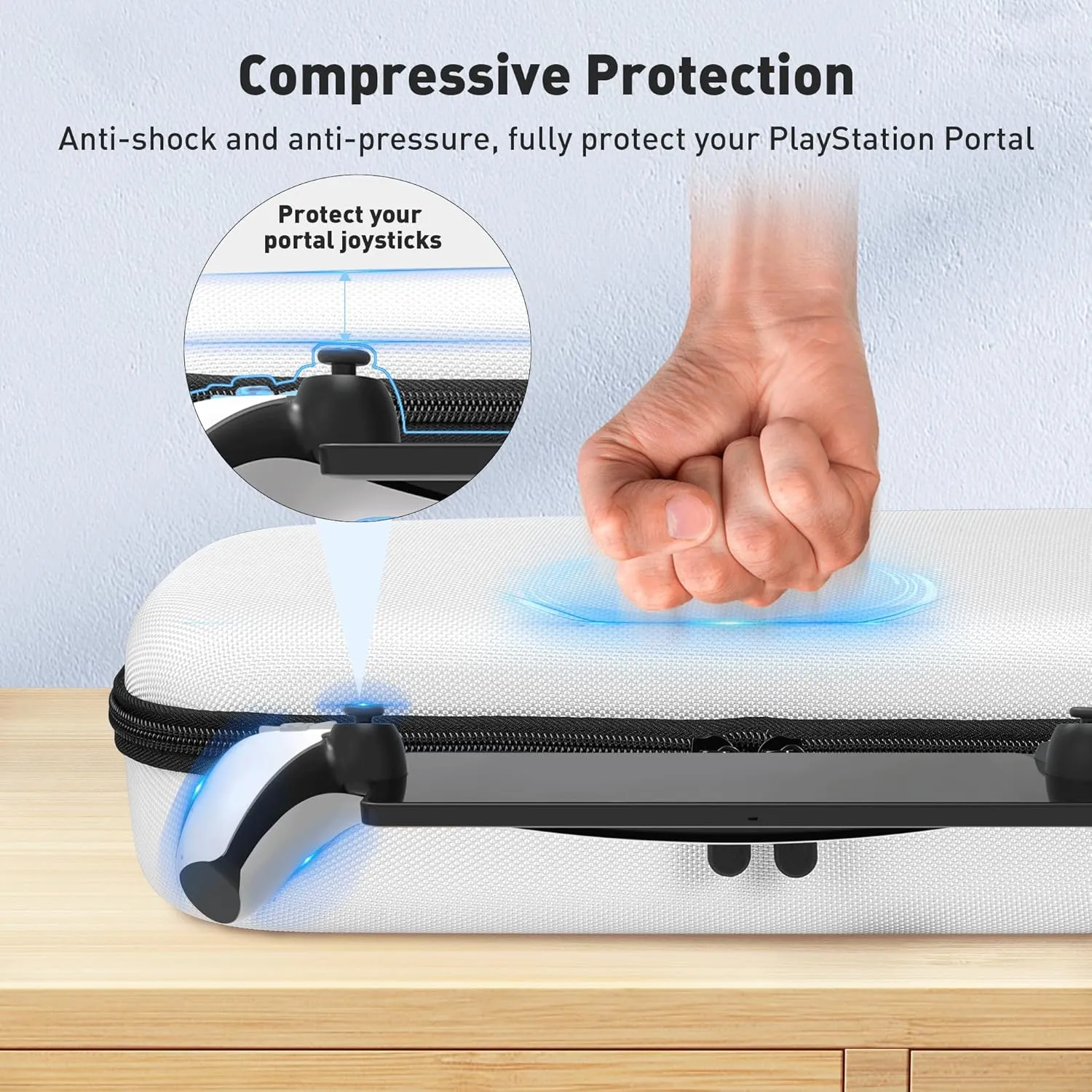 Foluck 3 in 1 Accessoris Set Compatible with Playstation Portal, EVA Carrying Case for PS5 Portal, Soft Silicone Protective Cover, 2 Pack Screen Protector, Ps Portal Accessories, White