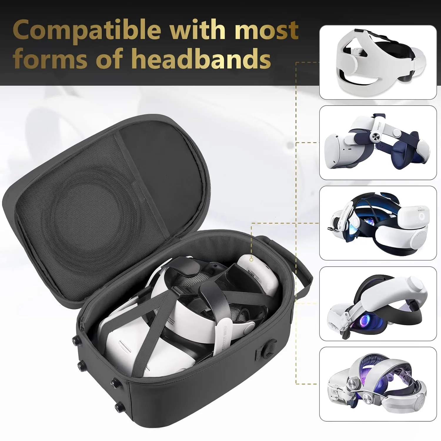 FOREGOER Carrying Case for Meta Quest 3/Quest 3S/Oculus Quest 2, Hard Travel Storage Case Compatible with Oculus Quest 3 Headset, Quest Pro, Touch Controllers Accessories, VR All-in-One Gaming Headset