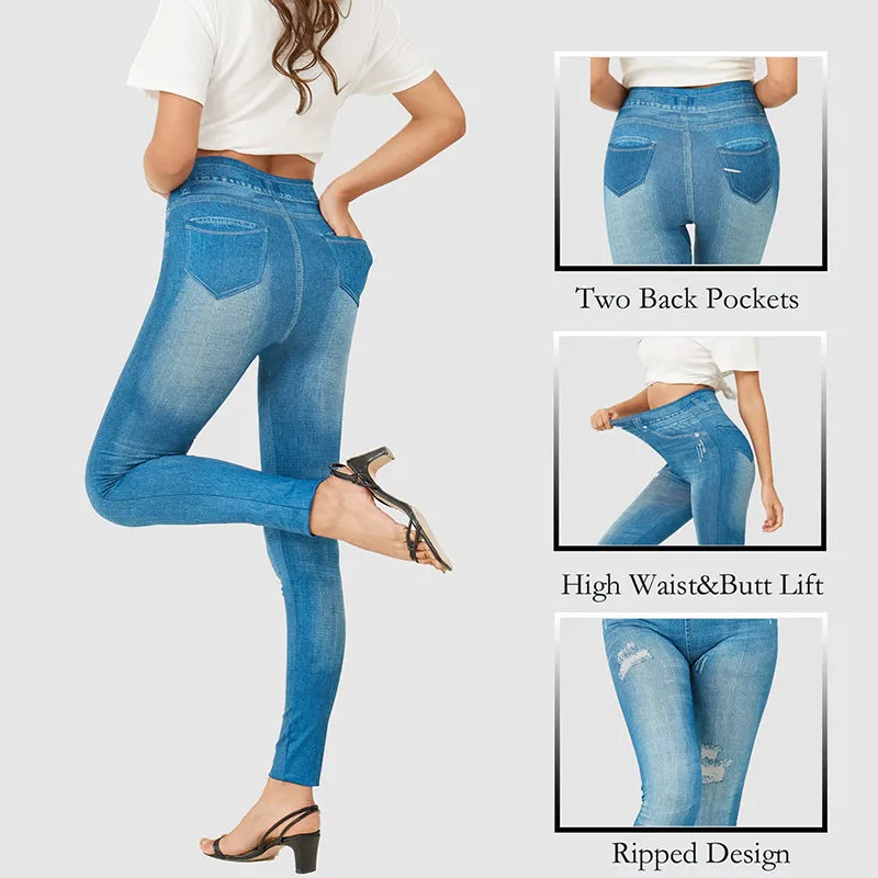 Fullsoft Women Jeggings Leggings High Waisted Denim Jean Slim Pants
