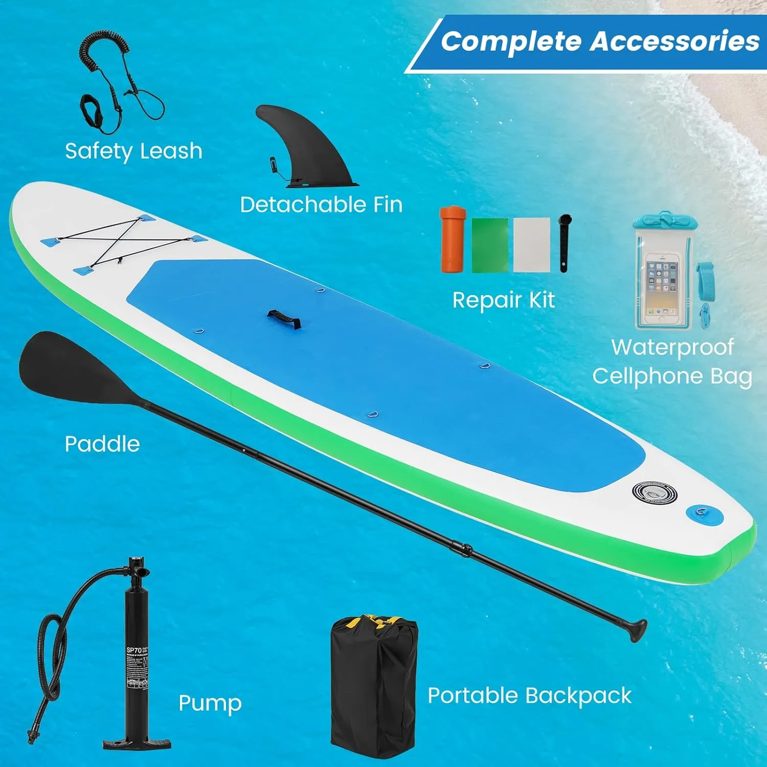 Inflatable Stand Up Paddle Board, 11/10x30 Wide Stable SUP Paddleboard with Premium Accessories & Backpack, Non-Slip Comfort Deck, Paddle Boards for Adults & Youth of All Skill Levels