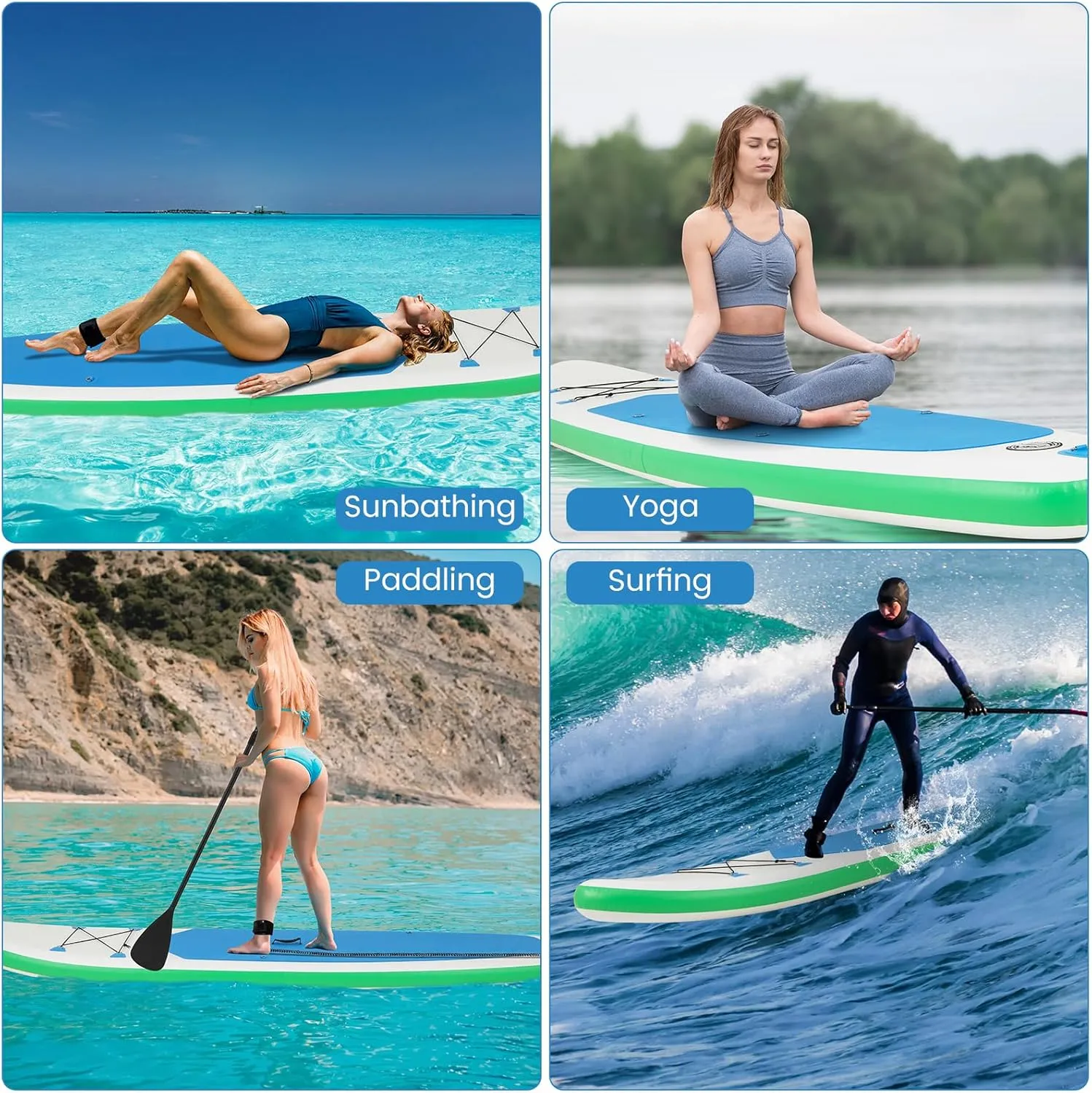 Inflatable Stand Up Paddle Board, 11/10x30 Wide Stable SUP Paddleboard with Premium Accessories & Backpack, Non-Slip Comfort Deck, Paddle Boards for Adults & Youth of All Skill Levels