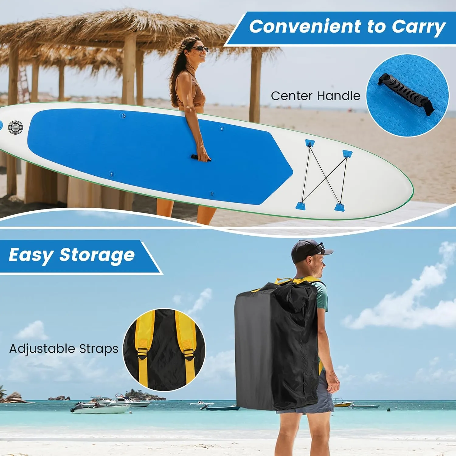 Inflatable Stand Up Paddle Board, 11/10x30 Wide Stable SUP Paddleboard with Premium Accessories & Backpack, Non-Slip Comfort Deck, Paddle Boards for Adults & Youth of All Skill Levels