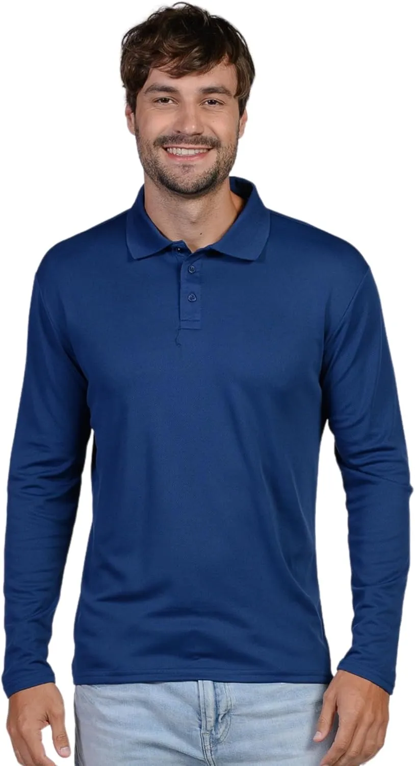 INGEAR Men's Polo Shirt Quick Dry Athletic Golf Tennis Performance Long Sleeve - Casual Office Uniform Wear ??Activewear