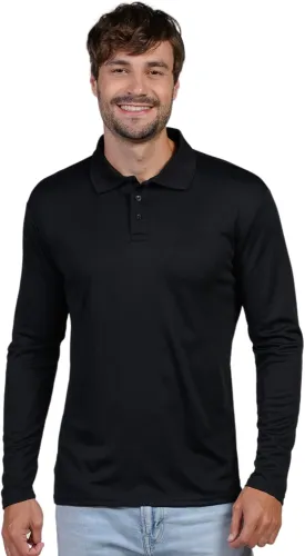 INGEAR Men's Polo Shirt Quick Dry Athletic Golf Tennis Performance Long Sleeve - Casual Office Uniform Wear ??Activewear