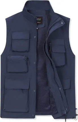 MANLUODANNI Men's Casual Vest Fishing Safari Travel Outdoor Work Photo Vests with Multi Pockets