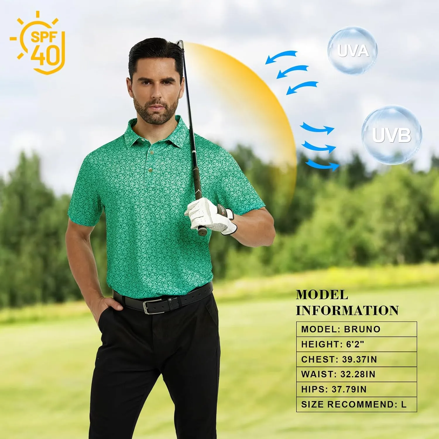 Mens Polo Shirts 3 Pack Fashion Print Mens Golf Shirt Short Sleeve Moisture Wicking Dry Fit Golf Shirts for Men