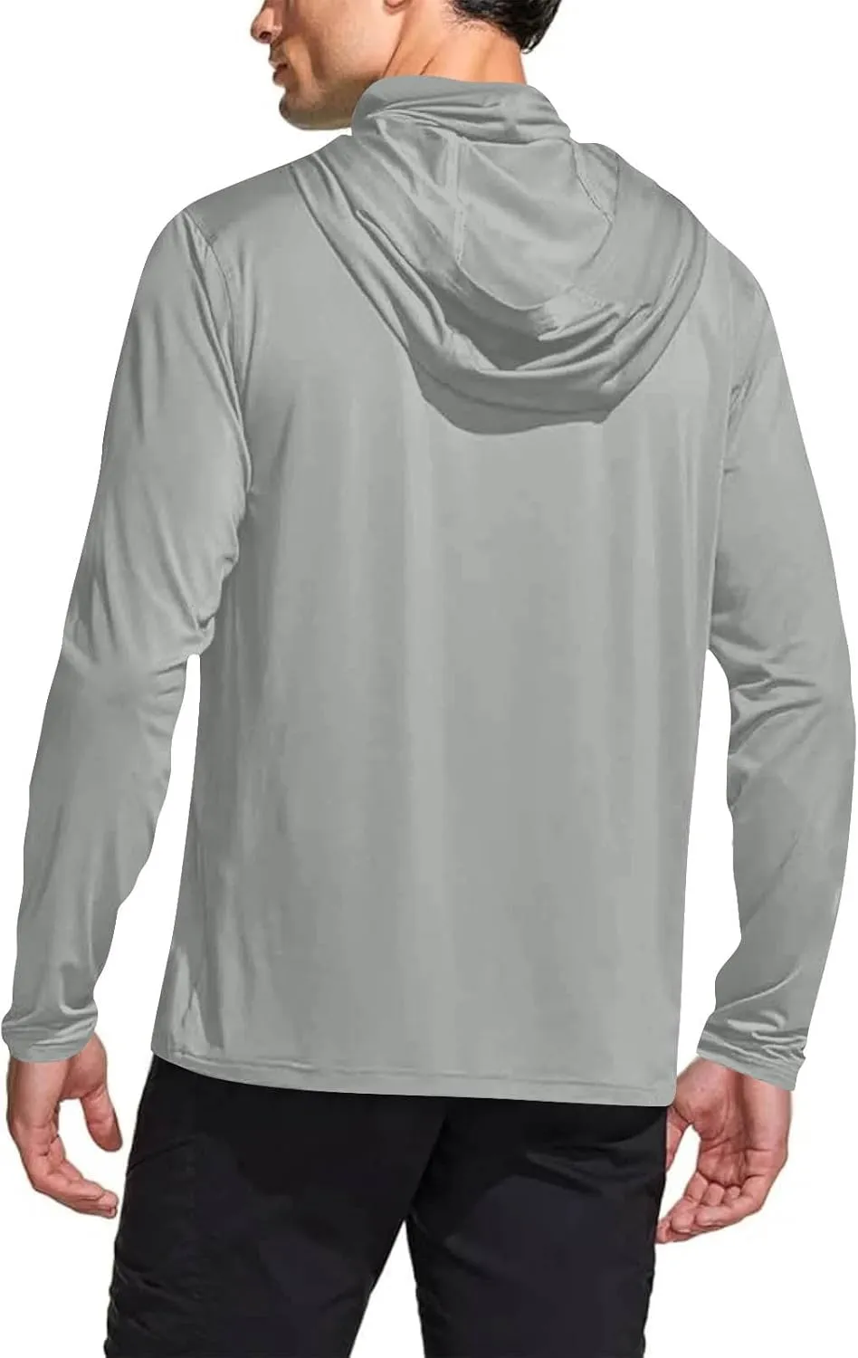 Men's Sun Protection Hoodie with Mask Fishing Hiking Shirt Long Sleeve Lightweight Rash Guard Outdoor Pullover Top