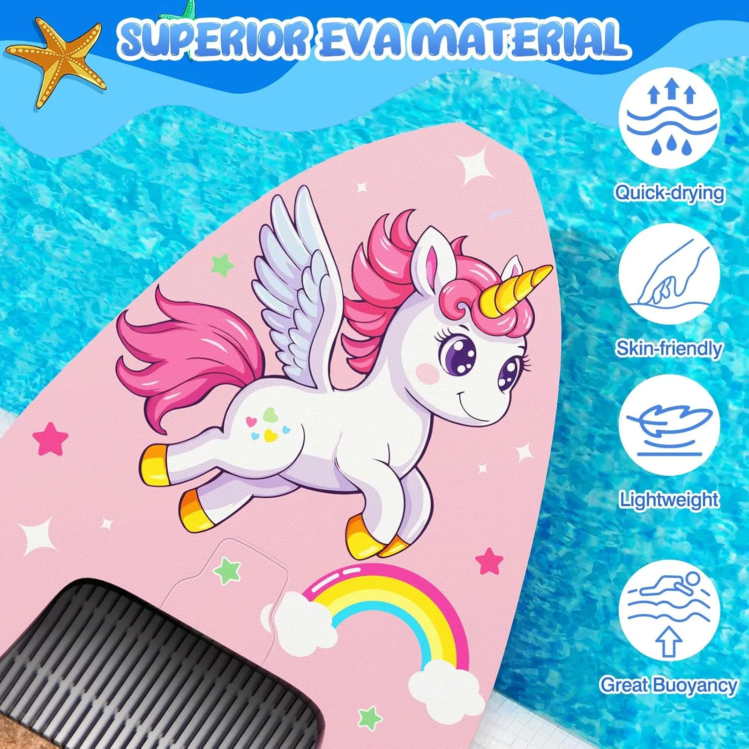 MoKo Swim Kickboard, Cartoon Swimming Training Kick Board Pool Exercise Equipment Promote Natural Swimming Position Water Fun Tool for Kids