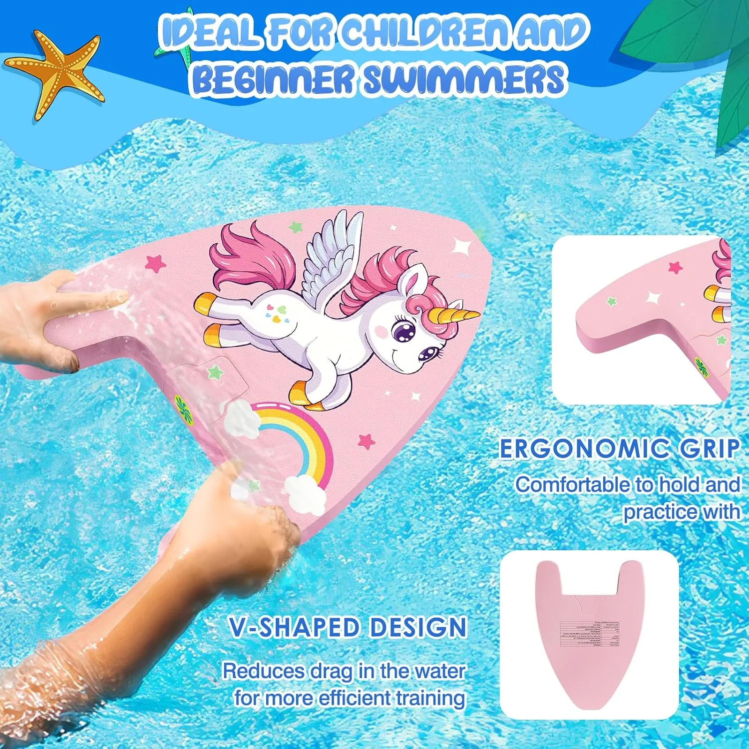 MoKo Swim Kickboard, Cartoon Swimming Training Kick Board Pool Exercise Equipment Promote Natural Swimming Position Water Fun Tool for Kids