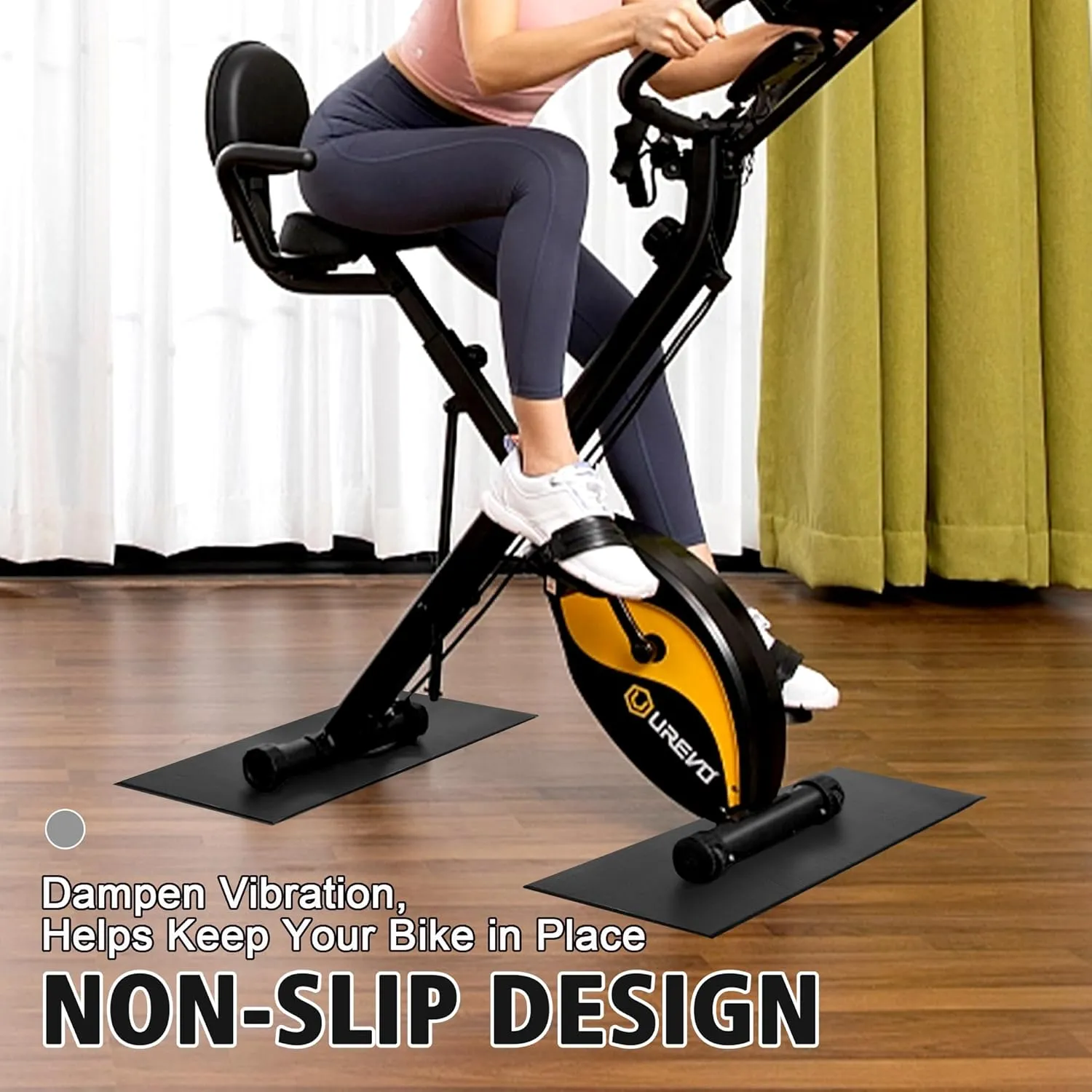 Peloton Bike Mat | 6mm Thick, Non-Slip Sweat-Proof Exercise Mat for Hardwood or Carpet, Treadmill/Stationary Spin Bike
