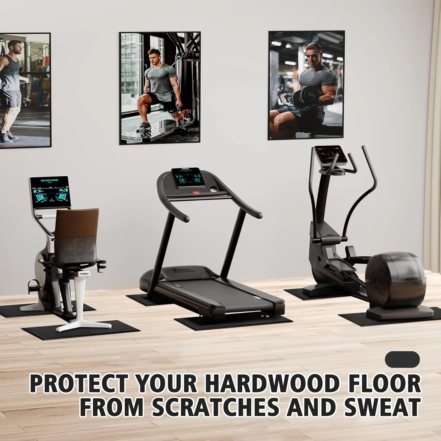 Peloton Bike Mat | 6mm Thick, Non-Slip Sweat-Proof Exercise Mat for Hardwood or Carpet, Treadmill/Stationary Spin Bike