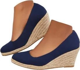 Platform Espadrilles Wedge Sandals Closed Toe Slip on Pumps