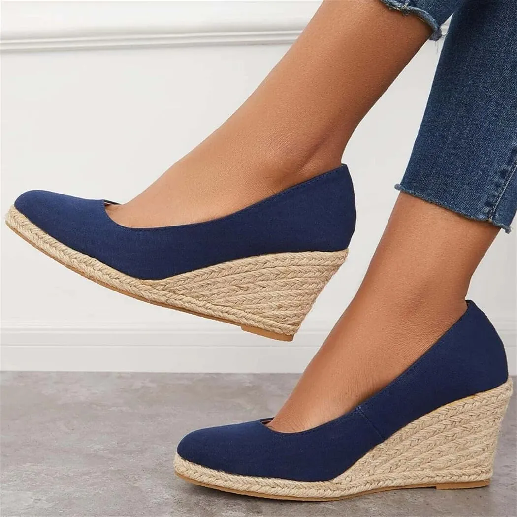 Platform Espadrilles Wedge Sandals Closed Toe Slip on Pumps