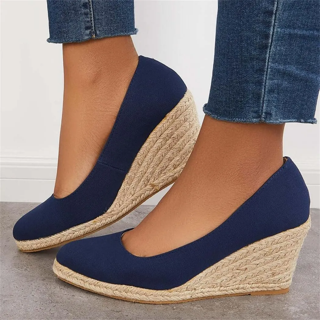 Platform Espadrilles Wedge Sandals Closed Toe Slip on Pumps