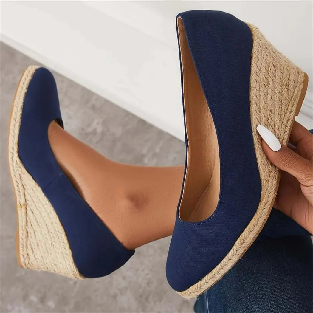 Platform Espadrilles Wedge Sandals Closed Toe Slip on Pumps