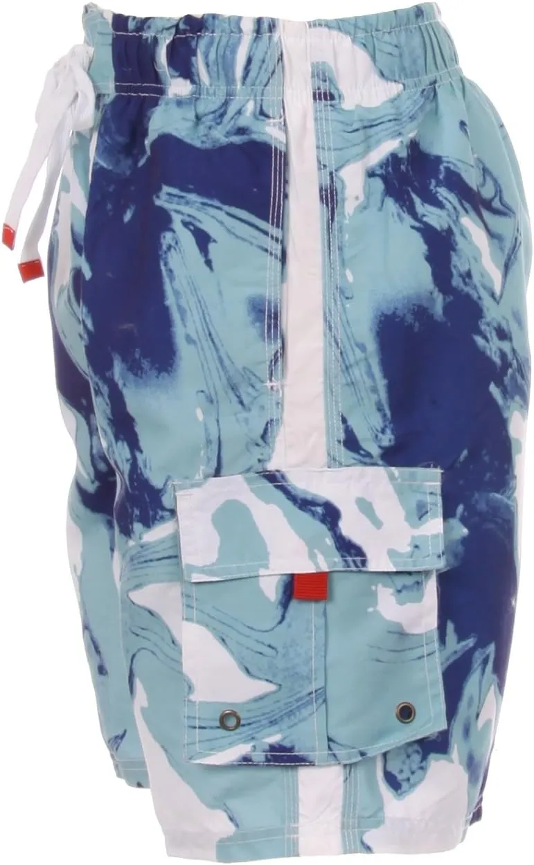 Sakkas Mens Multi Color Wave Design Skate Surf Board Short Swim Trunks