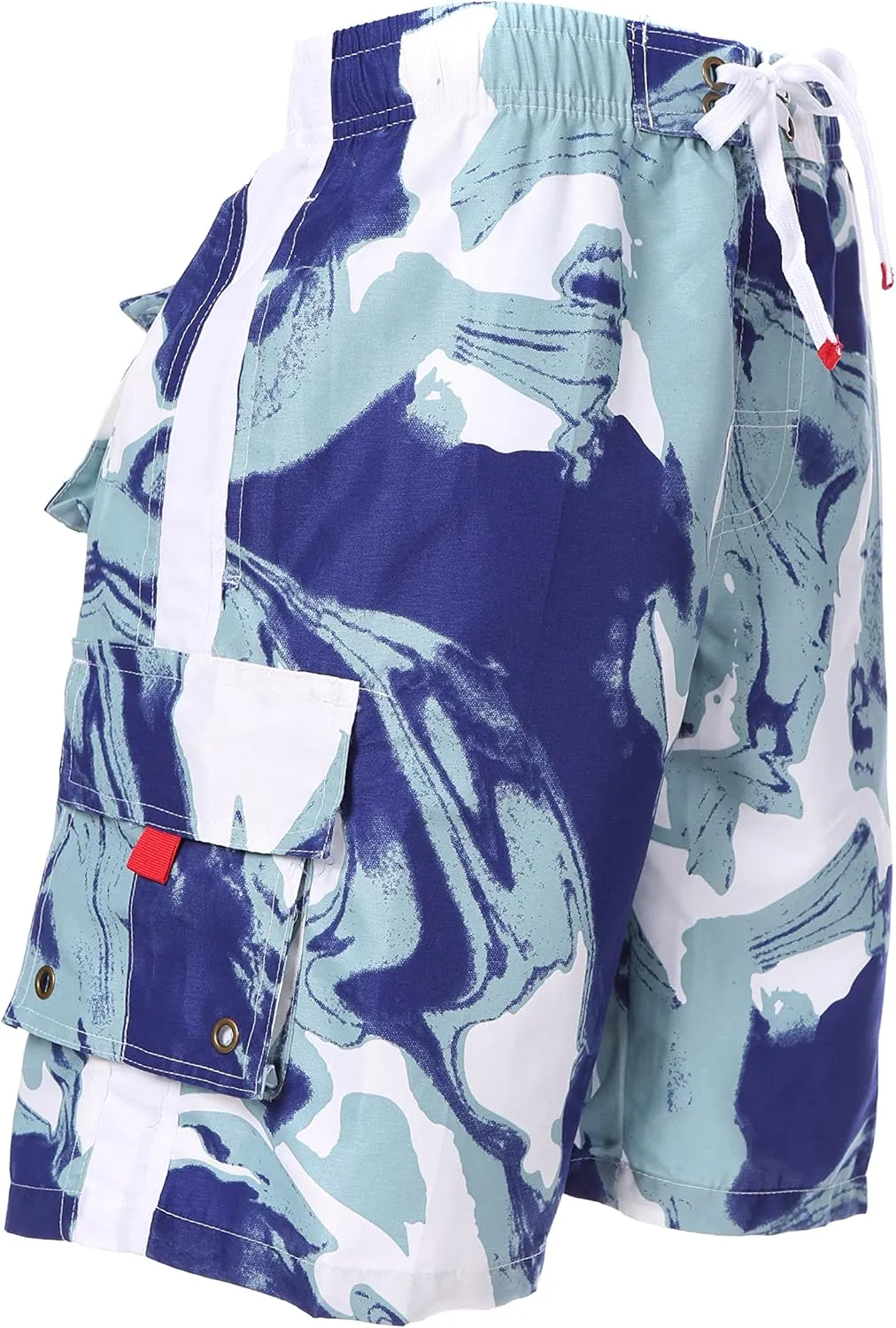 Sakkas Mens Multi Color Wave Design Skate Surf Board Short Swim Trunks