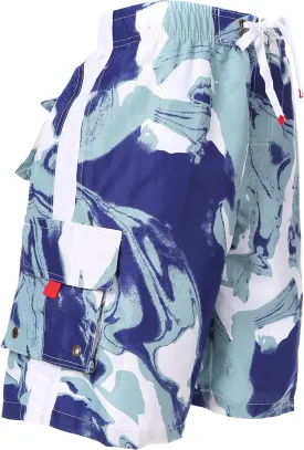 Sakkas Mens Multi Color Wave Design Skate Surf Board Short Swim Trunks