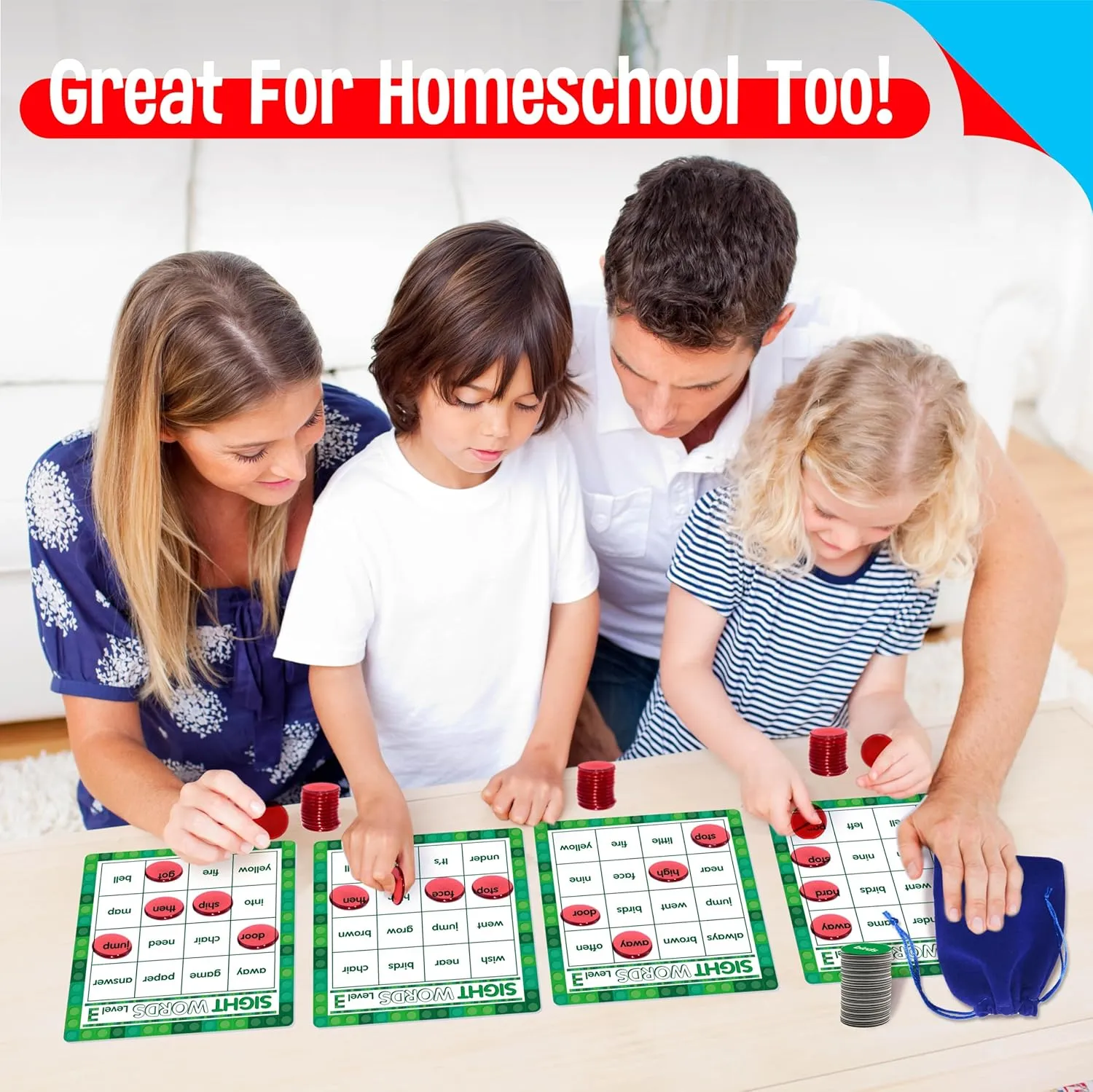 Sight Word Bingo Game, 120 Sight Words Learn to Read Level 3 & Level 4 Bingo Board Game Dolch's & Fry's Words Lists for Kindergarten and Preschool Kids 5 , Perfect for Classroom & at Home