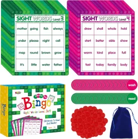Sight Word Bingo Game, 120 Sight Words Learn to Read Level 3 & Level 4 Bingo Board Game Dolch's & Fry's Words Lists for Kindergarten and Preschool Kids 5 , Perfect for Classroom & at Home