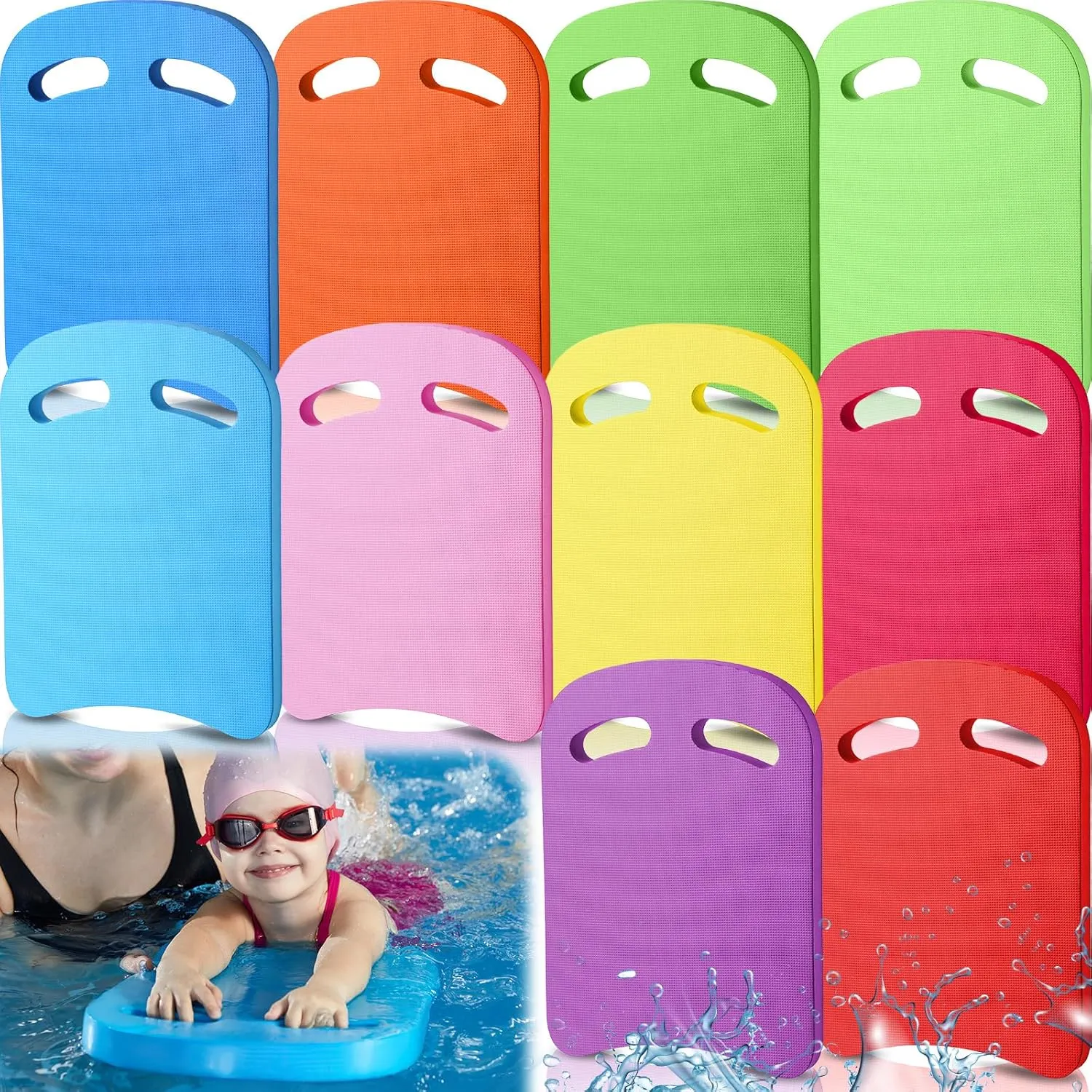Sosation 10 Pcs EVA Foam Swimming Kickboard Swimming Training Kickboard Water Pool Training Swimming Aid for Kids Adult Swimmers Beginners Float Exercise Equipment(Bright Color)