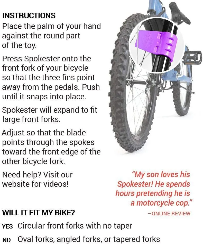 SPOKESTER Bicycle Noise Maker - Makes Your Bike Sound Like a Motorcycle