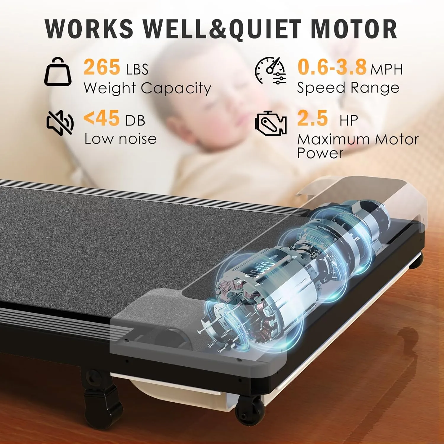 Walking Pad 2 in 1 for Walking and Jogging, Under Desk Treadmill for Home Office with Remote Control, Portable Walking Pad Treadmill in LED Display