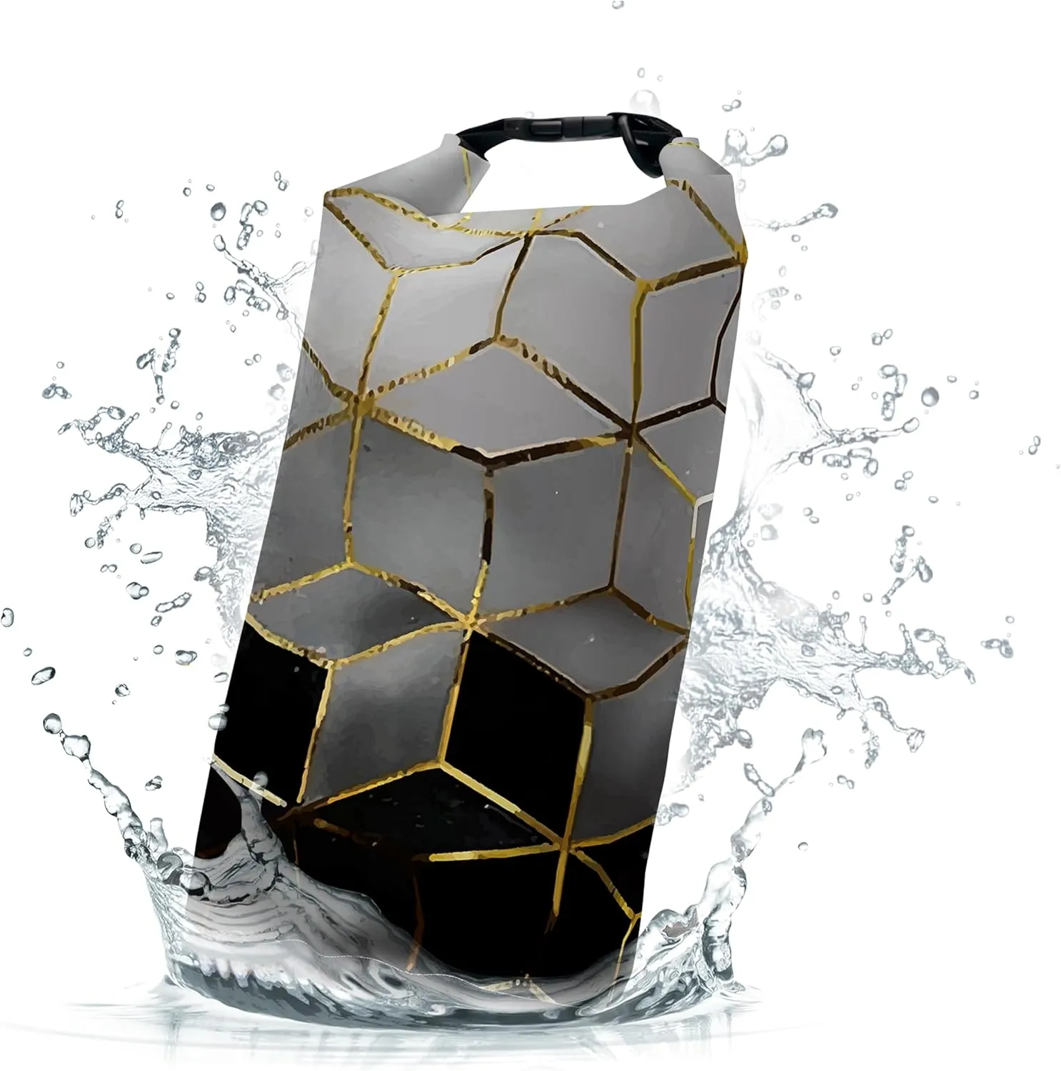 Waterproof Dry Bag,Roll Top Geometric Ombre Small Waterproof Backpack 5L/10L/20L Floating and Lightweight Bags for Kayaking, Boating, Fishing, Swimming and Camping