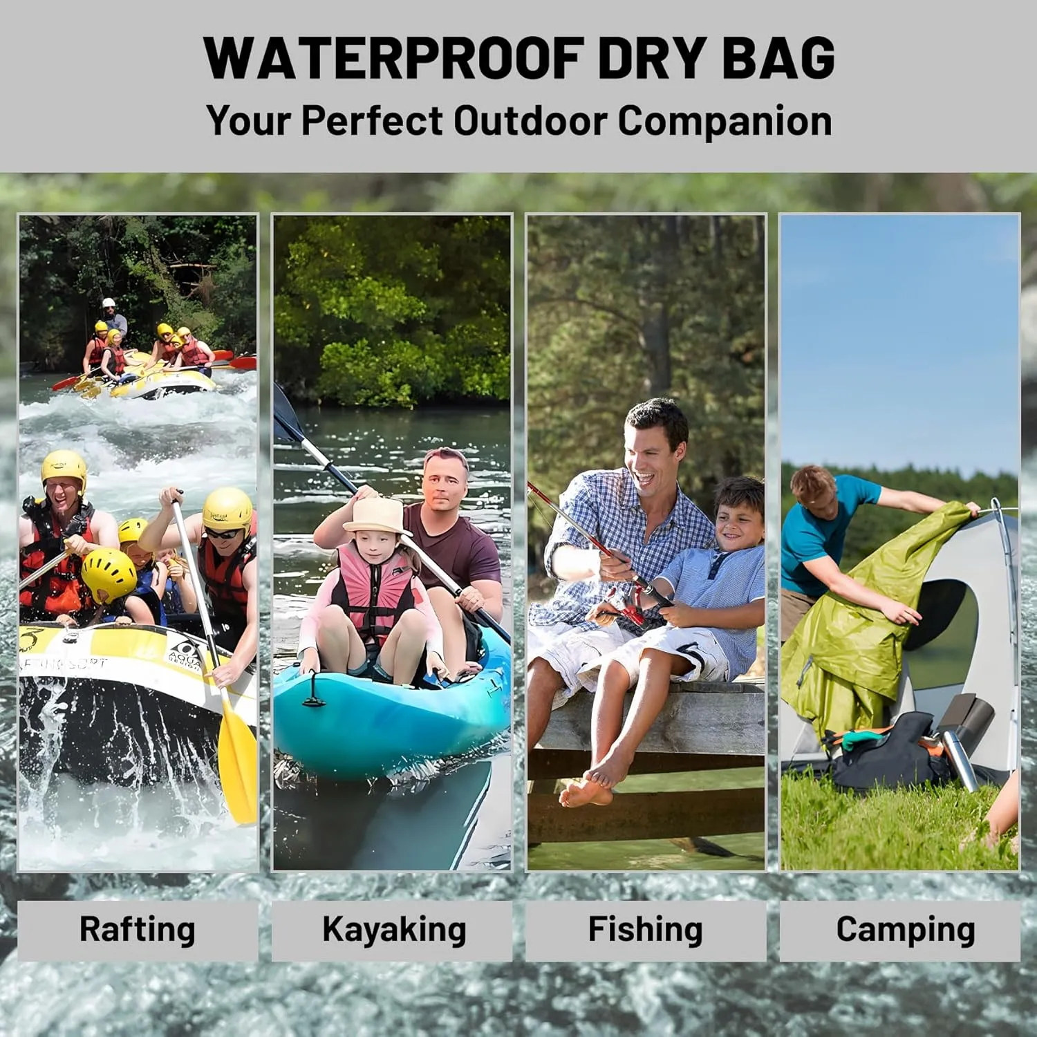 Waterproof Dry Bag,Roll Top Red and Black Geometric Waterproof Backpack 5L/10L/20L Floating and Lightweight Bags for Kayaking, Boating, Fishing, Swimming and Camping with Waterproof Phone Case