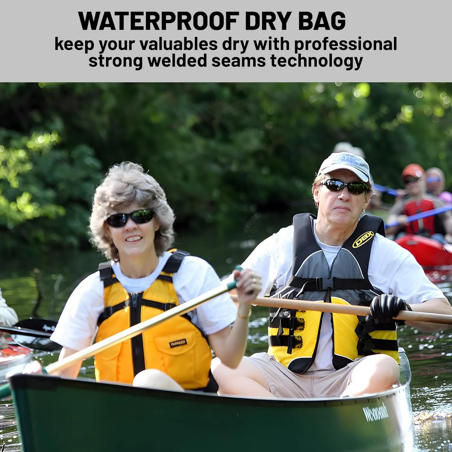 Waterproof Dry Bag,Roll Top Red and Black Geometric Waterproof Backpack 5L/10L/20L Floating and Lightweight Bags for Kayaking, Boating, Fishing, Swimming and Camping with Waterproof Phone Case