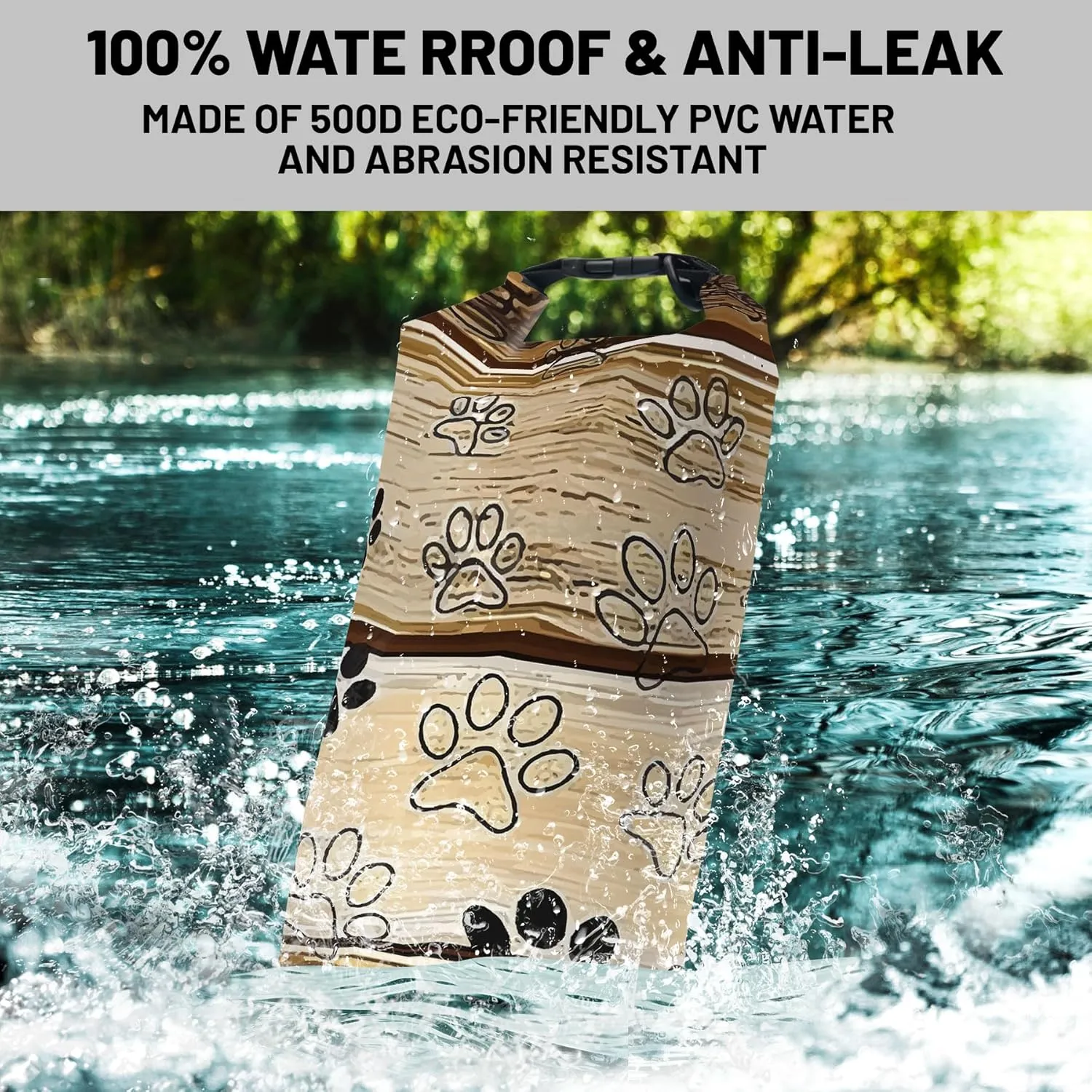 Waterproof Dry Bag,Roll Top Retro Rustic Barn Wood Small Waterproof Backpack 5L/10L/20L Floating and Lightweight Bags for Kayaking, Boating, Fishing, Swimming and Camping