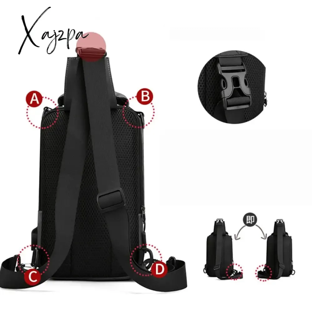 Xajzpa - High Quality Nylon Chest Bags USB Charging Male Cross Body Military Multi-Layer Men Rucksack Sling Bag One Shoulder Backpack