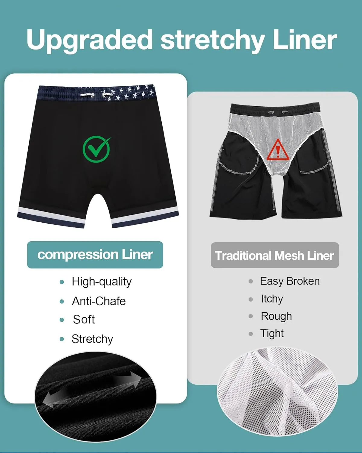 zeetoo Mens Swim Trunks with Compression Liner 5.5" Inseam Quick Dry Swim Shorts