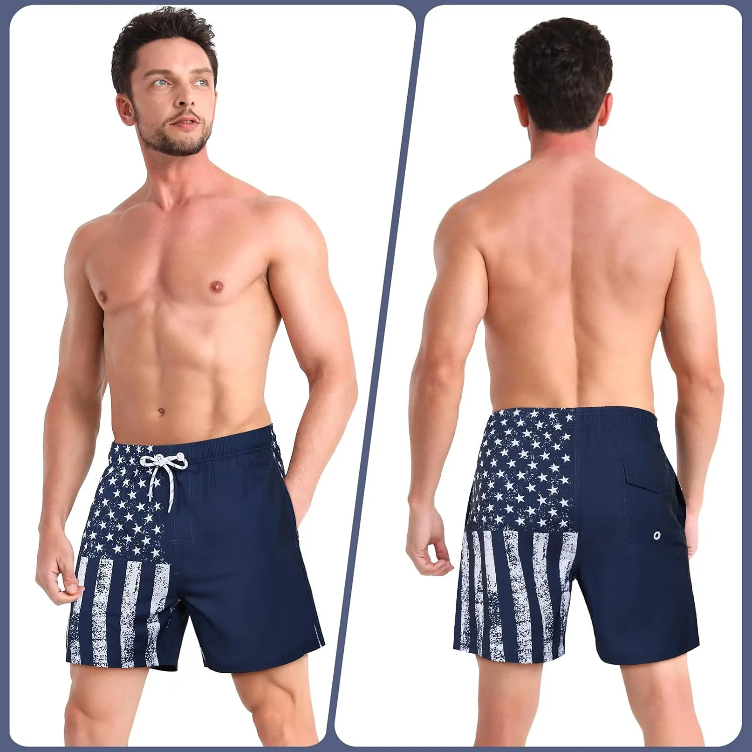 zeetoo Mens Swim Trunks with Compression Liner 5.5" Inseam Quick Dry Swim Shorts