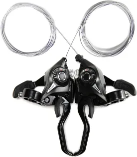 ZUKKA Bicycle Shifter 21 Speed Bicycle Brake Levers Shifter Lever 3 x 7 Speed with Gear Indicator and V Brake Cable Left and Right Shifter Mountain Bike Kids Bike Tricycle Shifter with Grips(Pair)