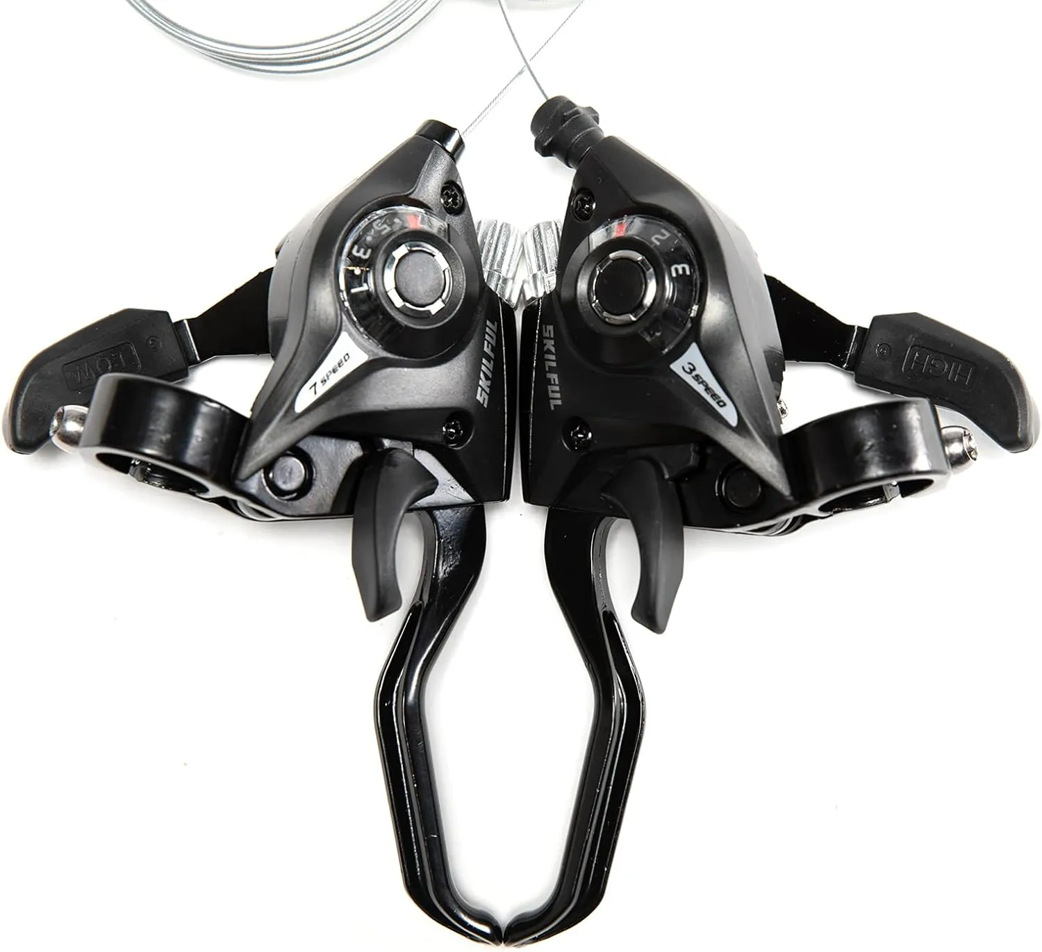 ZUKKA Bicycle Shifter 21 Speed Bicycle Brake Levers Shifter Lever 3 x 7 Speed with Gear Indicator and V Brake Cable Left and Right Shifter Mountain Bike Kids Bike Tricycle Shifter with Grips(Pair)
