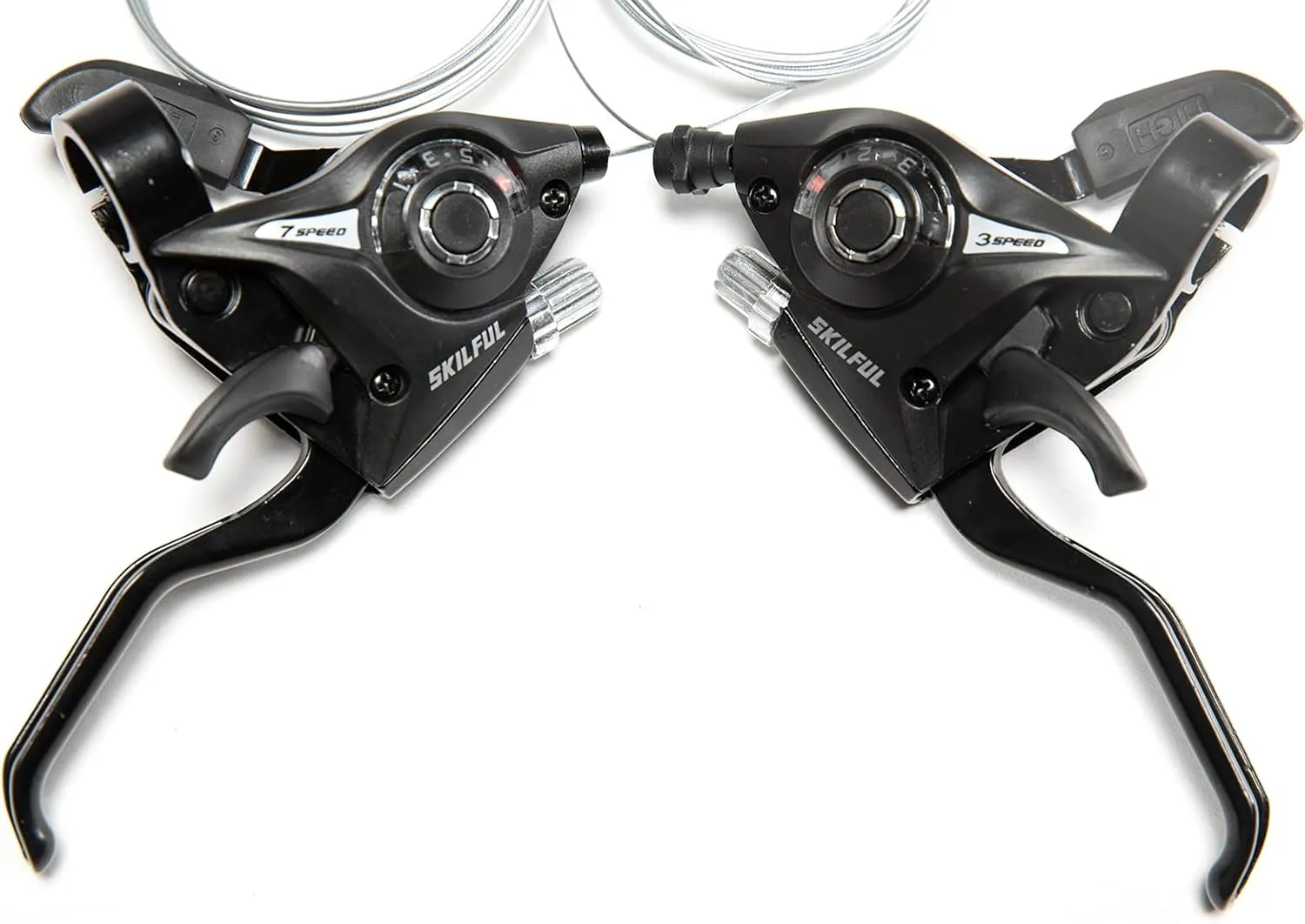 ZUKKA Bicycle Shifter 21 Speed Bicycle Brake Levers Shifter Lever 3 x 7 Speed with Gear Indicator and V Brake Cable Left and Right Shifter Mountain Bike Kids Bike Tricycle Shifter with Grips(Pair)
