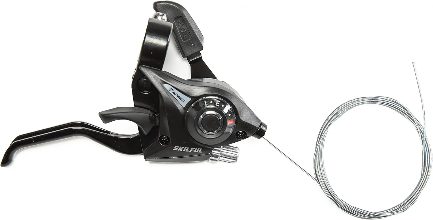ZUKKA Bike Shifter,7 Speed Right Brake & Shift Lever with Gear Indicator and V Brake Cable for Mountain Road Bicycle